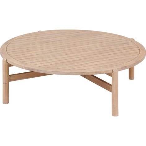 Hesperide – Table basse de jardin ronde 120cm en acacia – Résistante aux UV – Hauteur 38cm – Idéale pour apéritif en extérieur (1/4)