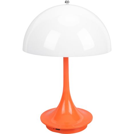 Pilzförmige Tischleuchte, 3 Farbtemperaturen, stufenlos dimmbar, Touch-Steuerung, wiederaufladbar, Mid-Century-Modern-Lampe für Schlafzimmer, leuchtend orange (1/5)
