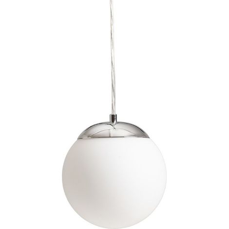 Lampadario BOLLY 17 a sospensione  vetro opalino/cromo 230V LED E27 15W IP44