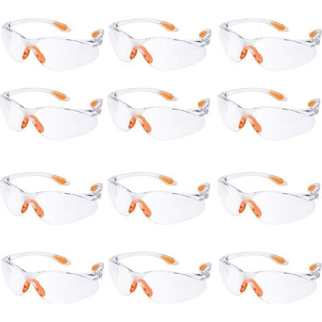 Lot de 12 Lunette de Sécurité Lunettes de Protection Travail avec Lentilles Transparentes Anti-Buée Lunette Protection pour Jardin Laboratoire Chimie.. (1/5)
