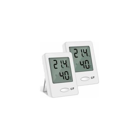 Lot de 2 thermomètres hygromètres numériques portables haute précision, blanc –