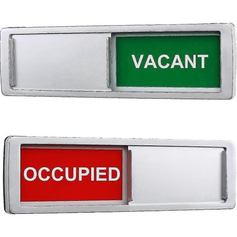 Offen/Geschlossen-Schild, Sichtschutzschild für Schiebetür-Silver-vacant occupied sign