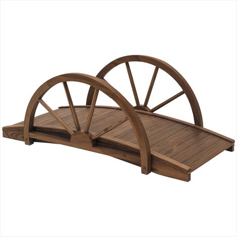 Pont de jardin en bois de sapin avec balustrades à roues 100 x (1/5)