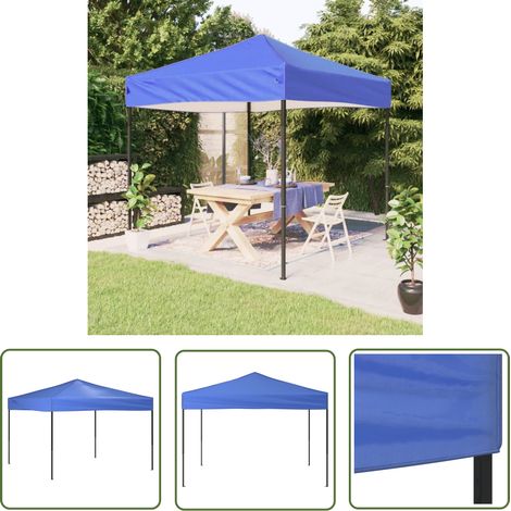 The Living Store Tente de réception pliable Bleu 3x3 m - Tente Pliante - Gazebo - Parasol - Abri Solaire - Événement Extérieur (1/5)