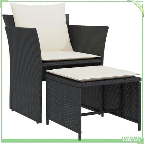Chaise de jardin - FAFEICY - 368616 - résine tressée - cadre acier poudré - repose-pied et coussins (1/5)