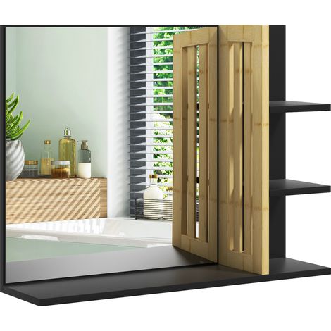 Miroir étagères ZAZIE noir et bois (1/5)
