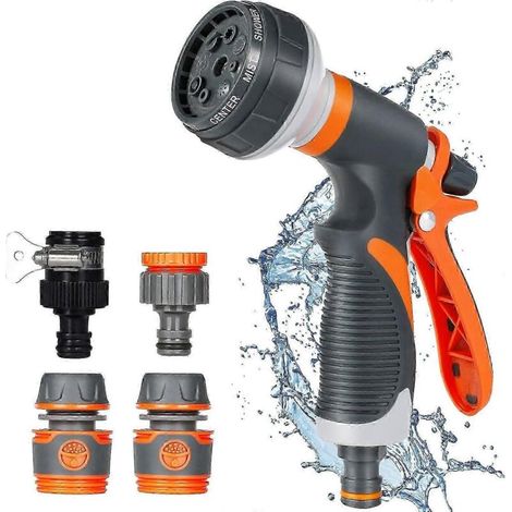 Watering Gun,Garden Sprayer,8 Watering Modes Watering Gun with 4 Interface (1/4)