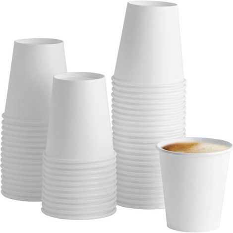 200 Gobelets Jetables Papier 220ml 7.5oz Blancs Qualité Supérieure Pour Boissons Chaudes Froides Café à Emporter (1/5)