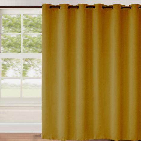 Rideau occultant uni grande largeur Jaune moutarde 240x260 cm (1/2)