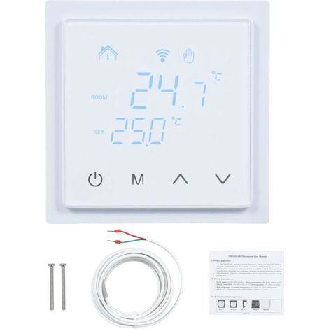 Thermostat d'ambiance intelligent 16A pour chauffage par le sol, régulateur de température 85-250V mural avec écran tactile LED (1/4)