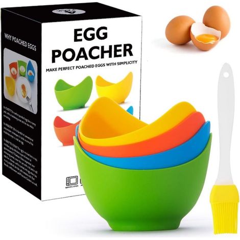 Eierpocheerder - Silicone - 4 Pièces - Pour Œufs Poachés - Micro-ondes Et Casserole - 0 À 230 °C (1/5)