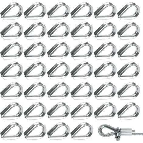 50 Stück M2-Drahtseilschuhe aus Edelstahl 304, Stahlkabelschuh für Drahtseil 2 mm (1/5)