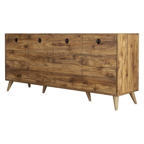 Cotecosy – Buffet en bois clair 4 portes – Dimensions L 180 x H 80.8 x P 45 cm – Bois mélaminé résistant aux éraflures – Finition de qualité supérieure (1/5)
