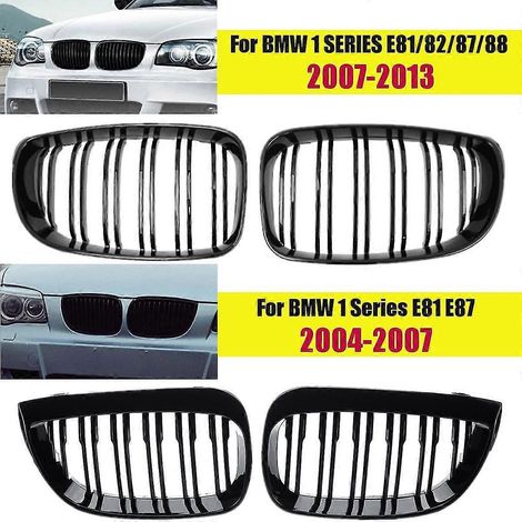 Paar Nierengrill für BMW E81, E82, E87, E88 (2004–2013), glänzend schwarz, Doppellamellen-Design – Facelift