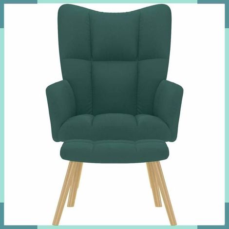 Chaise de relaxation avec repose-pied - 4016783 - Vert foncé - Tissu 100% polyester - Structure métal (1/5)