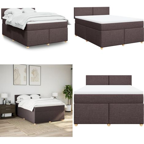 vidaXL Boxspringbett mit Matratze Dunkelbraun 140x200 cm Stoff (1/5)