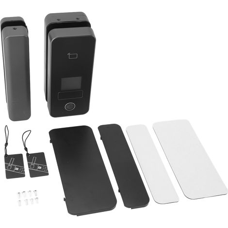 Elektronisches Sicherheitsschloss für Glastüren, professionelles biometrisches Schloss mit großem Farbdisplay und Schlüsseln für ein- und zweiflügelige Glastüren. – AquaForge (1/5)