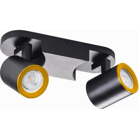 TRADE SHOP - Applique 2 Diffusori Orientabile Soffitto Parete Lampada Gu10 Bianco Nero Th8802 - Nero (1/5)