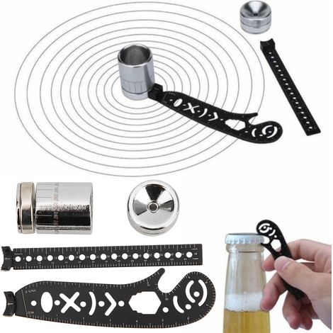 Règle multifonction en fer noir, outil de dessin innovant, compas magnétique de mesure, noir 17 mm (1/5)