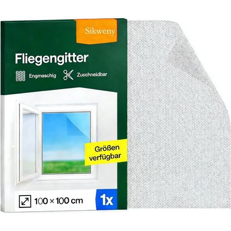 Fliegengitter Fenster ohne Bohren 100x100cm Zuschneidbar Schwarz (1/5)