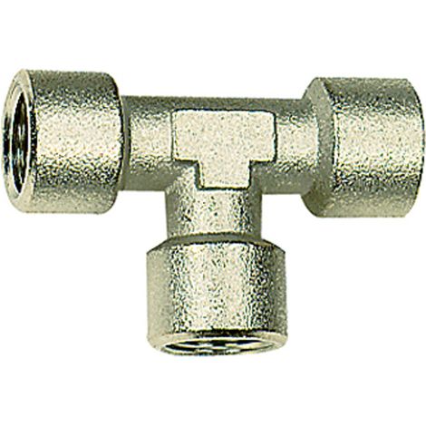 Riegler T-Stück, innen/innen/innen, G 1/4, SW 13, Messing vernickelt (1/3)