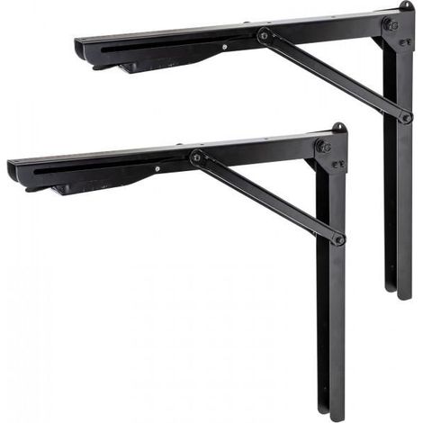 Dema – Supports muraux pliants pour table – Lot de 2 – Équerre en U métal 42mm – Charge max 150kg – Dimensions 70x583x545mm déplié