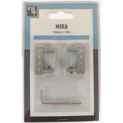 2PZ TERMINALE DECORATIVO PIATTO COL.NICHELATO CON STRASS MOD.MIRA