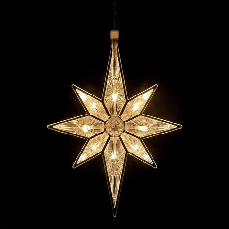 10,8 Zoll große Bethlehem-Weihnachtsstern-Fensterlichter, leuchtender Baumspitzenstern aus Kunststoff, große hängende Weihnachtsstern-Fensterlichter, LED-Silhouette-Dekoration (1/5)