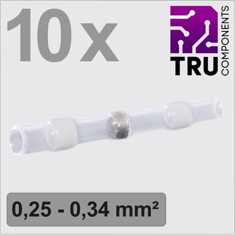 TRU COMPONENTS TC-13448508 Prolongateur avec gaine thermorétractable 0.25 mm² 0.34 mm² entièrement isolé blanc 10 pc(s) Y859543