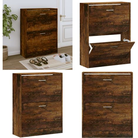 Armoire à chaussures Chêne fumé 63x24x81 cm Bois d'ingénierie - Meuble Range Chaussure - Armoire Chaussure - Rangement Chaussure - Étagère Chaussure - Commode Chaussure - Home & Living (1/5)