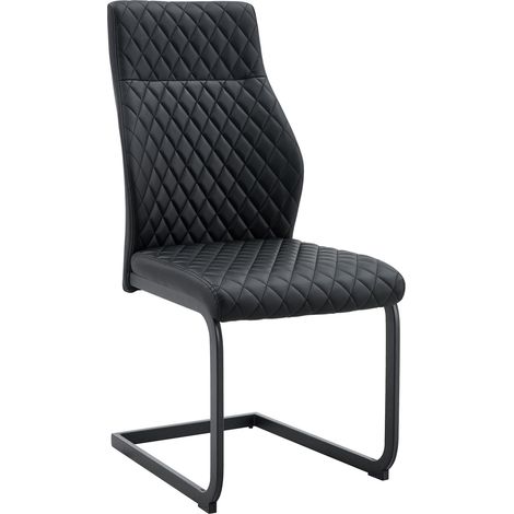 Table à manger ronde 107 cm avec double rangement, 2 chaises en cuir régénéré noir, style industriel, MDF et métal, idéale pour petit espace et 2 personnes – CHICFURN (1/5)