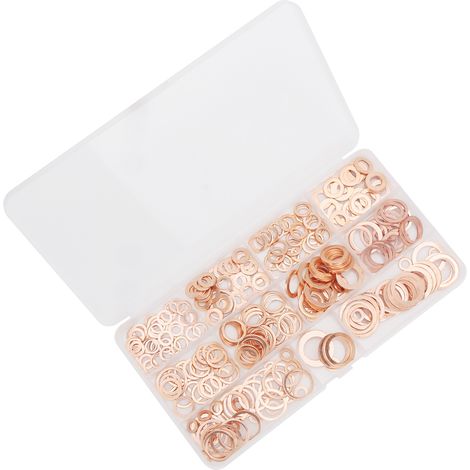 300-teiliges Sortiment an tragbaren Dichtungsscheiben aus rotem Kupfer, Metall, Unterlegscheiben, Hardwareteile, M5-M16 (1/5)