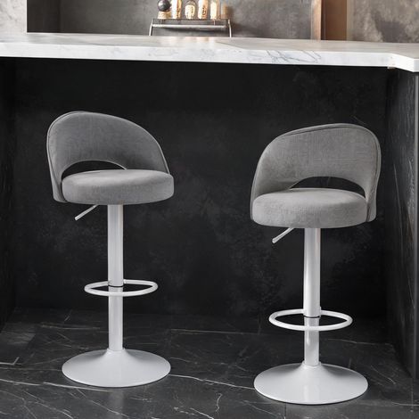 Tabouret de bar gris en chenille 100 polyester 49,5 x 48 x 110 cm (1/5)