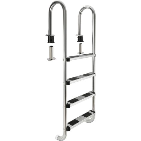 Arebos – Échelle de piscine 4 marches en acier inoxydable – Antidérapante – Installation rapide – Capacité de charge élevée
