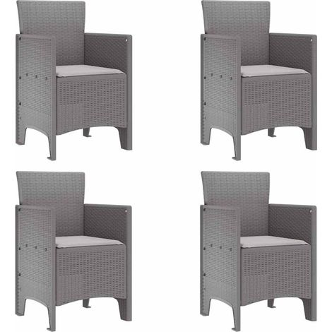 Lot de 4 Chaise de jardin,Chaise d'extérieur Gris clair 53 x 49 x 85 cm PP CFW2129050 (1/5)