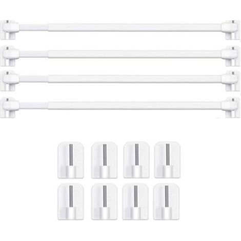 Barres de Vitrage Extensible Tringle Rideau Sans Percage pour Fenetre Pvc pour de Tringle à Rideau Adhésive (4PCS-40-60CM)