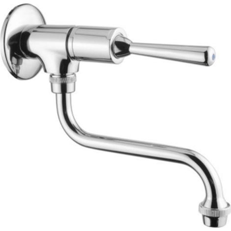 Rubinetto per lavaboo lavello temporizzato a parete con comando a leva antivandalico e bocca - Idral Classic 08016A (1/5)
