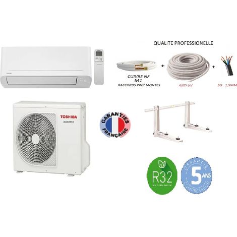 Paket umkehrbare Klimaanlage Mono-Split TOSHIBA NAKA 3,5 kw 35m2 + Kit 15 Meter komplette Verlegung