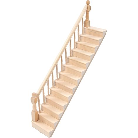 Escalier pour maison de poupée, brillant, coins arrondis, bois de bouleau, à monter soi-même, couleurs vives, mignon, échelle 1:12, escalier miniature pour loisirs créatifs (1/5)