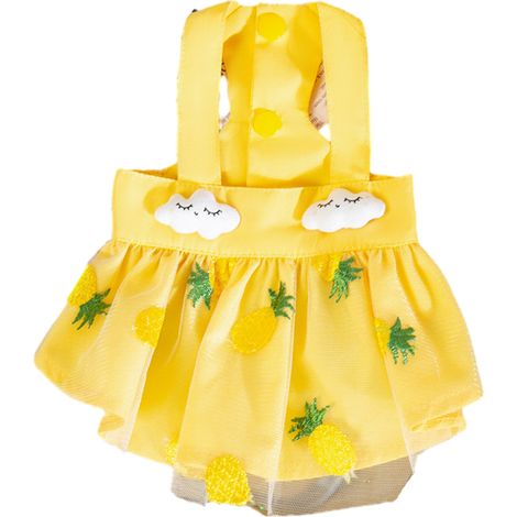 1 robe pour chien, jaune, tissu tissé, pour printemps-été, taille M à XXL (1/5)