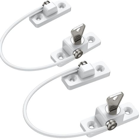 Sécurité Fenêtre Enfant,2pcs Protection Fenetre Enfant en Alliage de Zinc Bloque Fenetre Securite Enfant PVC avec Vis et Clés, parfaits pour Portes Fenêtres-Blanc (1/5)