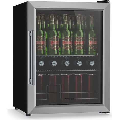 Klarstein Réfrigérateur Pour Boisson 60L - Porte Vitrée Double, LED, Température 3-10°C, 2 Étagères Amovibles, Mini Frigo Boissons, Design Compact, Contrôle Rotatif
