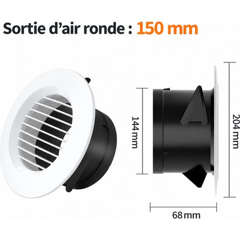 Bouche d'aération ABS persienne droite blanche 150, fabrication d'usine établie, qualité garantie 21 × 21 × 8 cm 140 g – Livraison gratuite