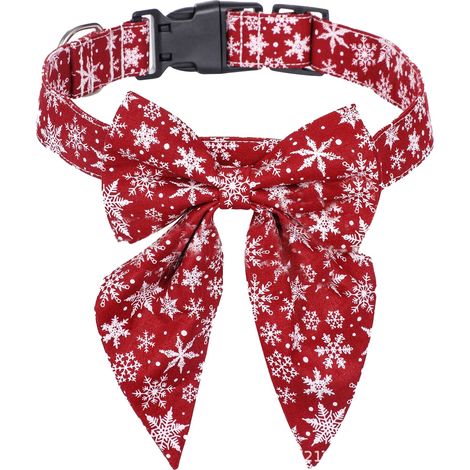 Collier Chien Noel - Avec Nœud Papillon - Pour Chiens Petite Moyenne Et Grande Taille - 1 Pièce (1/5)