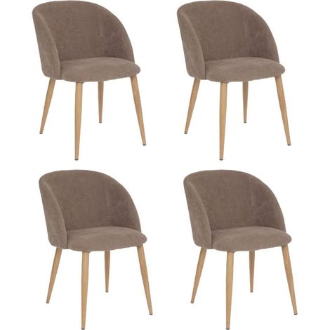 Atmosphera – Lot de 4 chaises design taupe 80cm – Structure en fer – Assise en mousse polyuréthane – Usage intérieur – Montage facile (1/4)