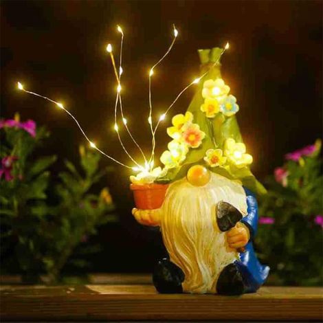 Solar Gnome Garden Statues with LED Outdoor Decoration For balcony, terrace, bedroom, dwarf humour, spring gift, easter (1/5)