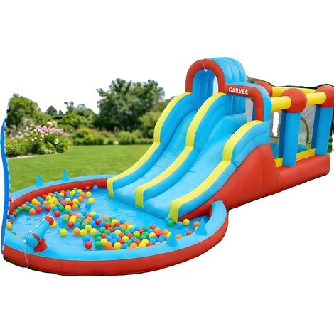 Château Gonflable, Tissu Oxford Durable, Dimensions 315 x 722 x 221 cm, Capacité Maximale 200 kg, Convient aux Enfants de 3 ans et Plus, 8 en 1 Caractéristiques (1/5)