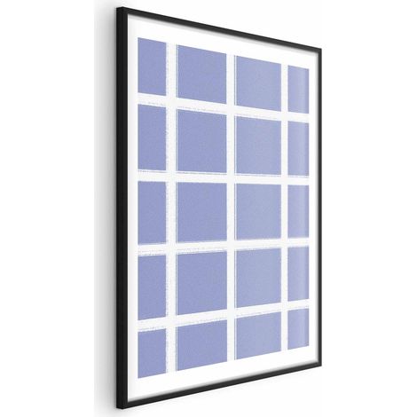Póster - Líneas blancas - una cuadrícula con una malla grande sobre un fondo azul (1/4)