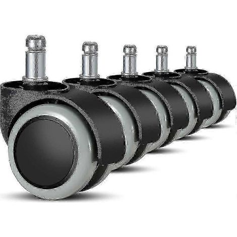 5er-Pack Bürostuhlrollen 11 mm / 22 mm, Ersatzrollen für harte Böden, geeignet für Gaming-Stühle, Drehstühle usw. Grau/Schwarz (1/4)