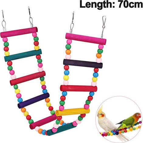 Jouets pour perroquets, échelle et pont suspendu en corde naturelle colorée pour l'entraînement et le jeu des animaux de compagnie, accessoires de cage flexibles pour perruches calopsittes, conures et (1/5)